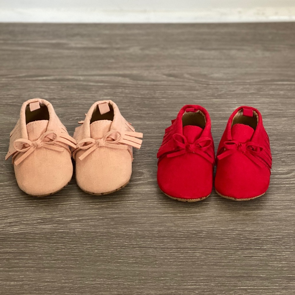2 pairs of Unisex Faux-Suede Mocassin Booties Baby